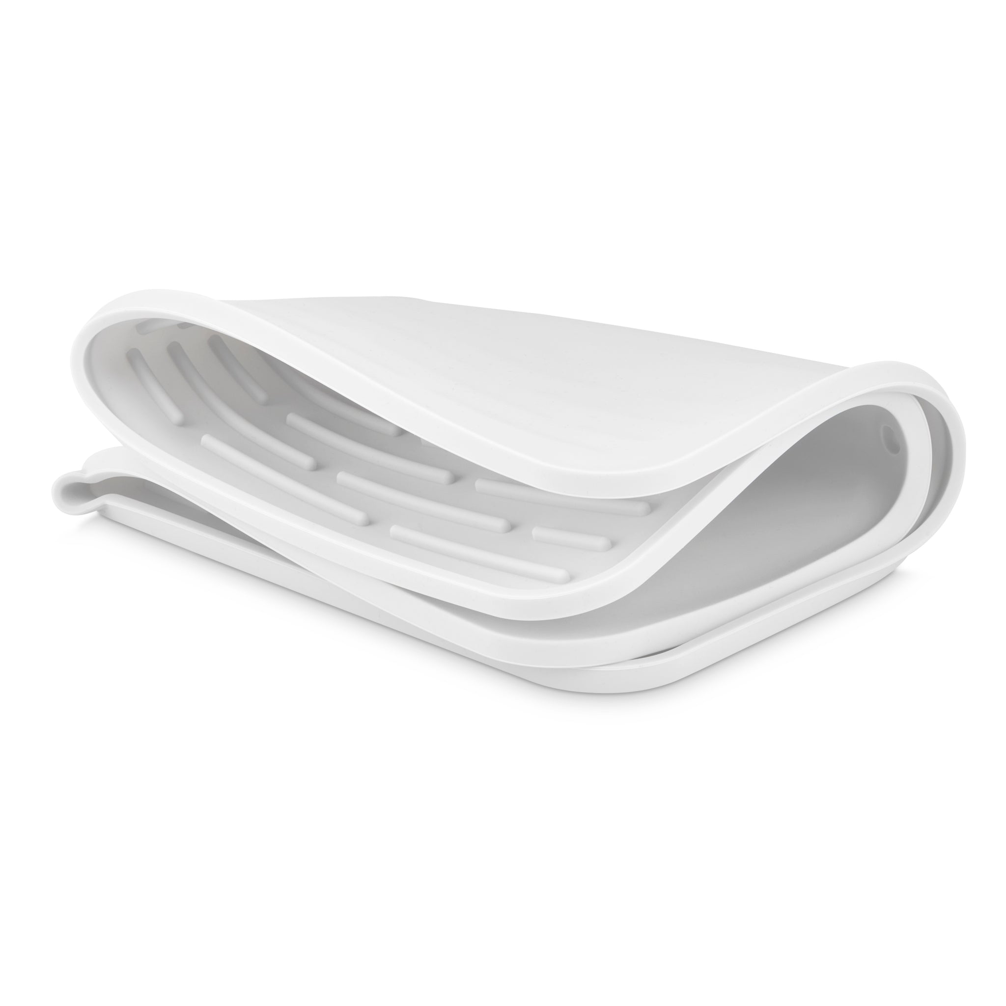 DESIGNSTUFF - Folding Silicone Drying Mat Large with Drainage Mouth - White