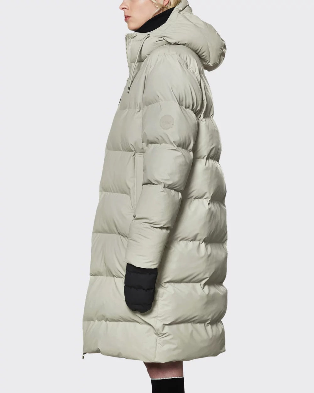 Rains Long Puffer Jacket Cement - Main Image